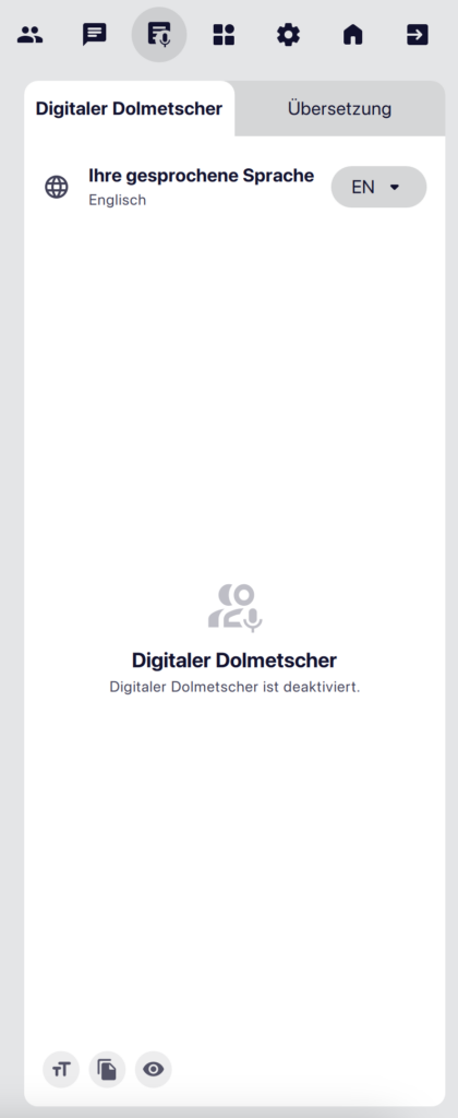 Screenshot des Digitalen Dolmetschers im Reiter Live-Transkription