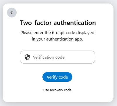 If you have set up two-factor authentication, a code must always be entered when logging into alfaview.