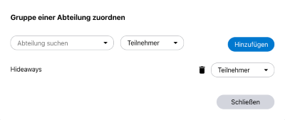 Screenshot des Fensters Gruppe einer Abteilung zuordnen der Single Sign-on Funktion in der Verwaltung