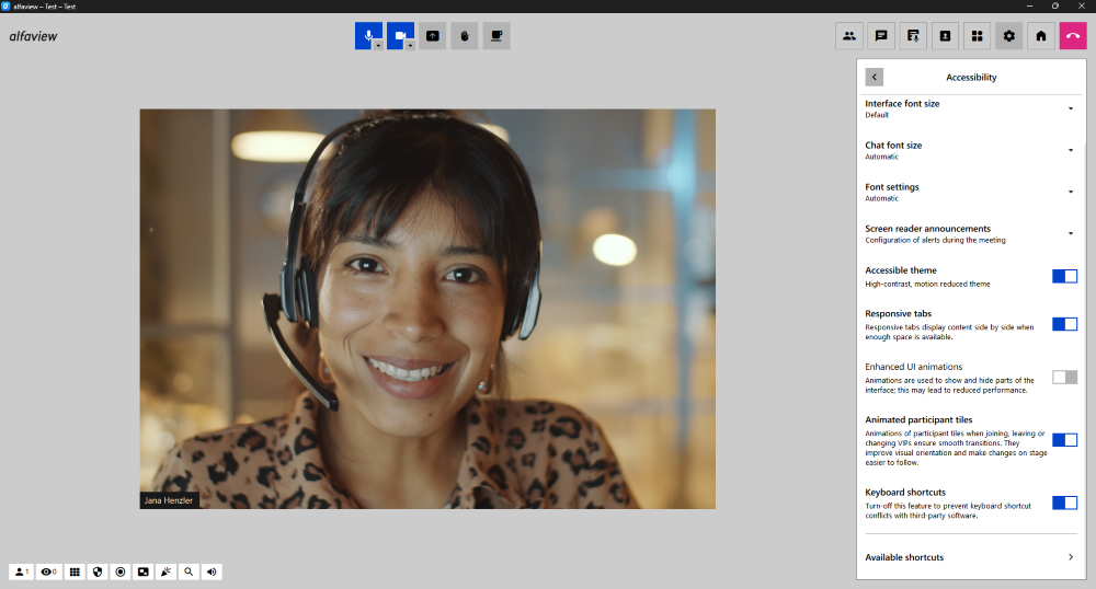 The accessible version of alfaview. With a higher-contrast design and clearer differentiation between elements.