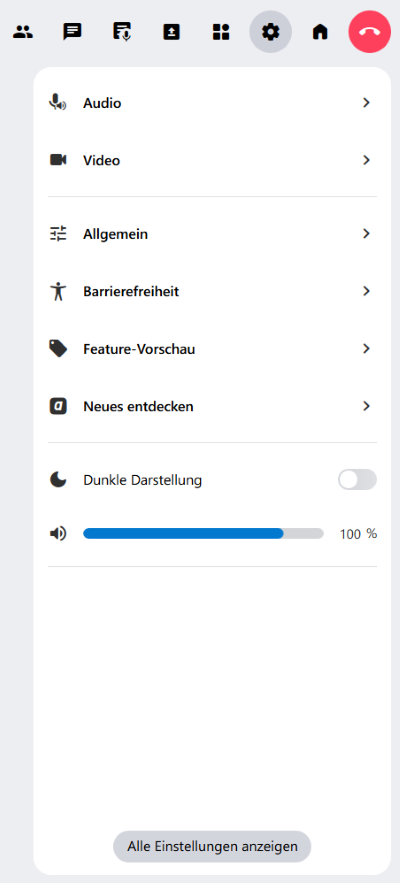 Die Einstellungen im Funktionsmenü von alfaview.