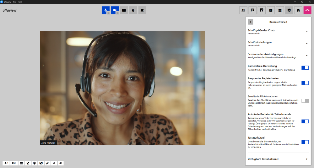 Die barrierefreie Darstellung von alfaview. Mit einem kontrastreicherem Design und klarerer Abgrenzung der Elemente.