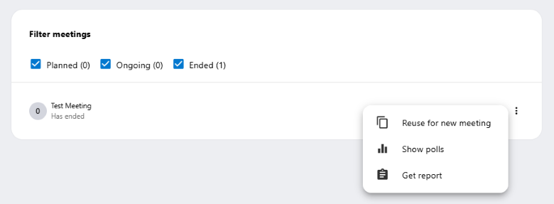 In the “Filter Meetings” section, you can copy an existing meeting.