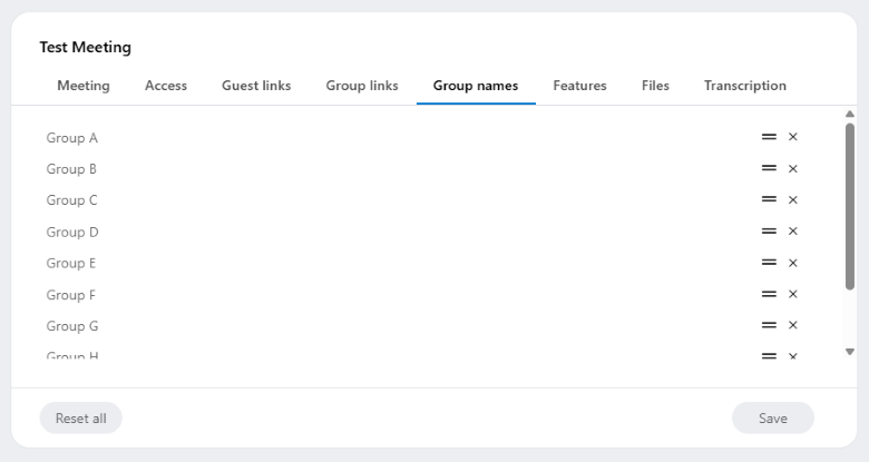 Subgroups can be renamed. To do this, click on the group you want to edit and enter a new name.
