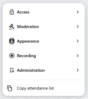 The room features can be accessed via the status menu in the alfaview app, where they can be enabled or disabled.